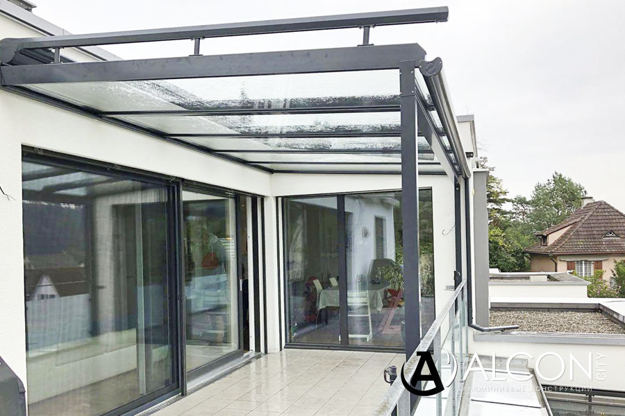 Алюминиевая стеклянная крыша для террасы в Костроме